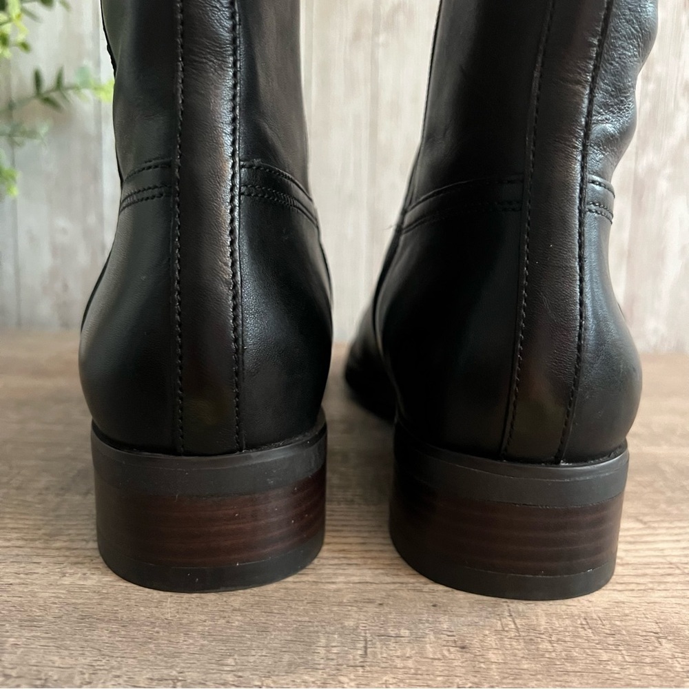 Coach Easton Tall Equestrian Black Leather Boots Gold Buckle Sophisticated 9 - Picture 9 of 10